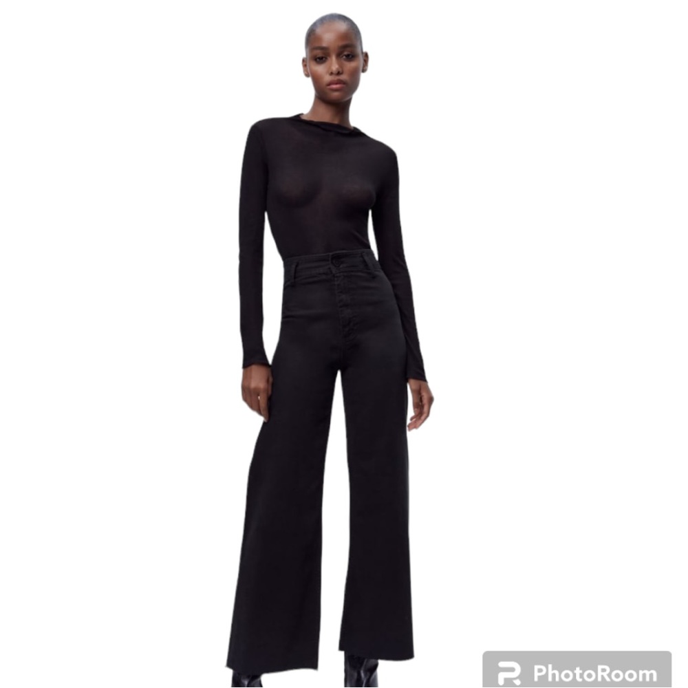 ZARA HIGH-WAISTED MARINE STRAIGHT JEANS